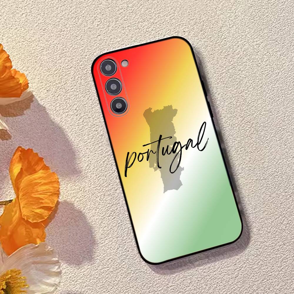 P-Portugal Flag Soccer Support Phone Case Black Silicone Soft For Samsung Galaxy A73,A72,A71,A70,A53,A52,A51