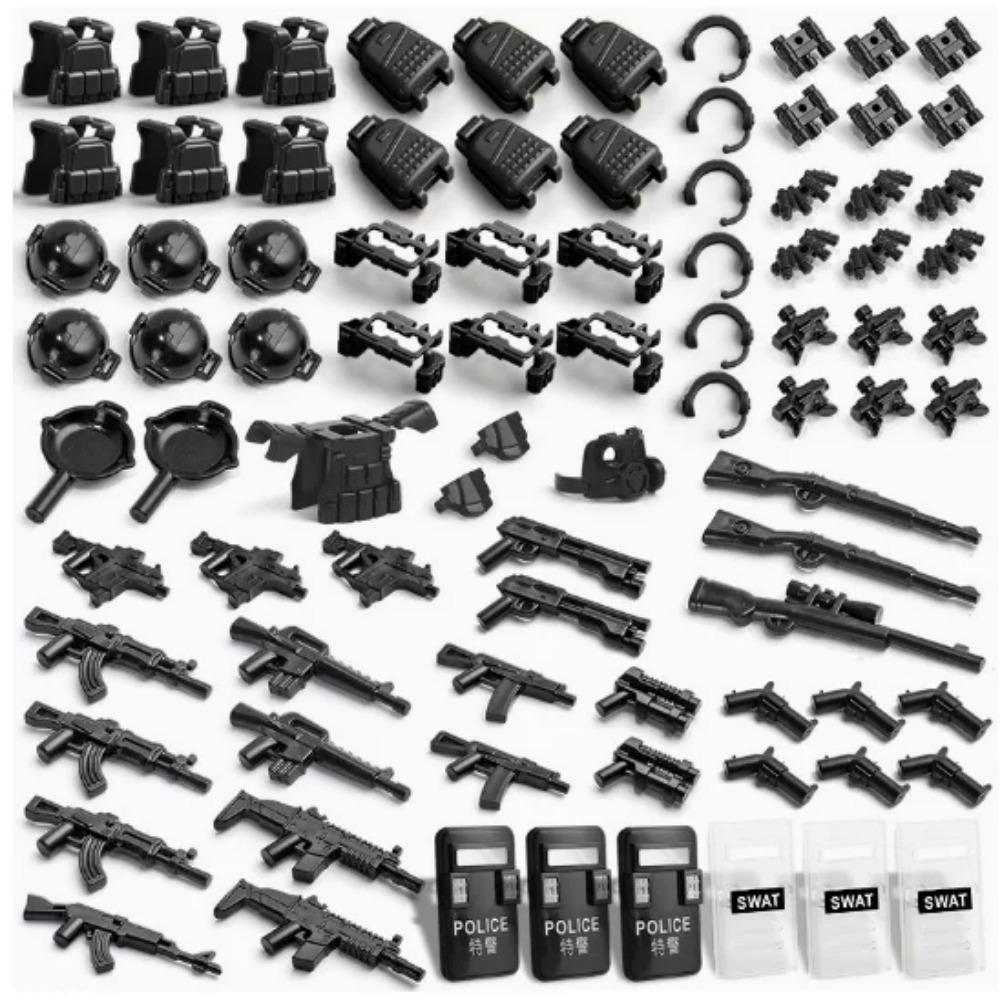 Конструктор Второй мировой войны Военное оружие Полицейский Солдат Фигурка Аксессуары Модель Кирпич Пистолет Пушка Пусковая установка Бункер Аванпост Игрушка X017