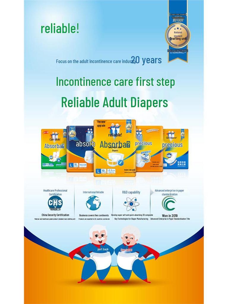 Надежные Впитывающие Взрослые Подгузники-Трусы для Ухода за Пожилыми при Недержании, Унисекс, Размер L, 90 штук