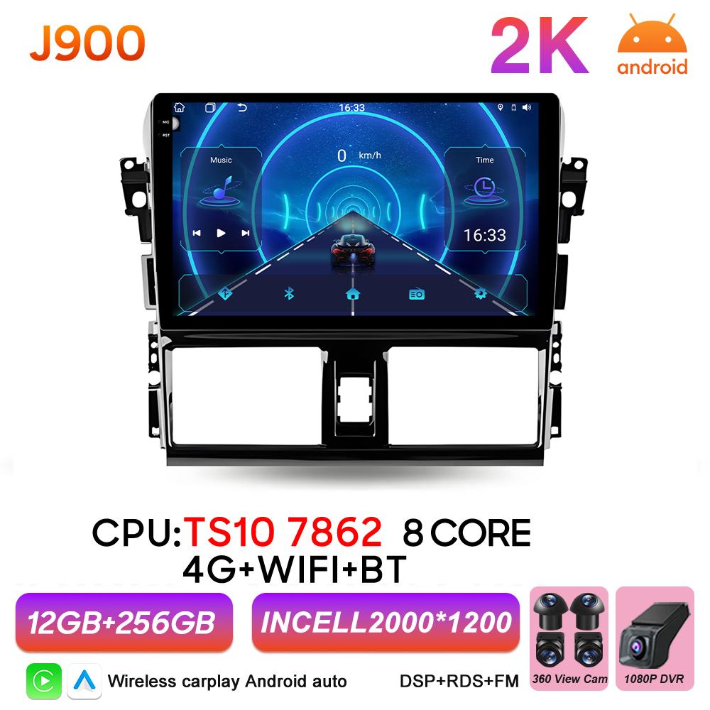 Android 16 Car Radio Carplay For Toyota Yaris Vios 2014 2015 2016 GPS Navigation Multimedia Player Automotive Multimedia Stereo