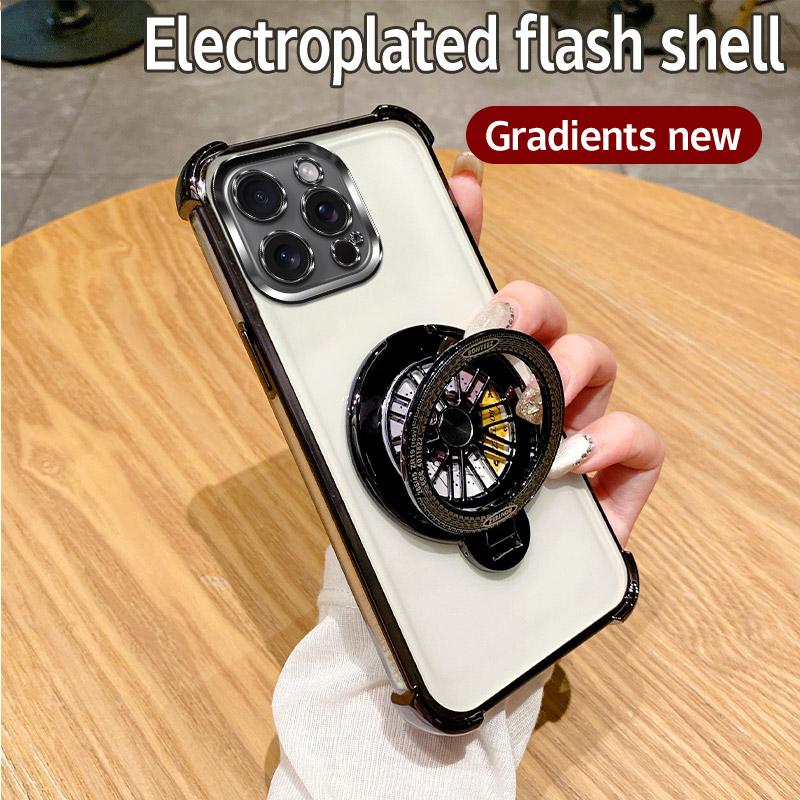 Glitter Shockproof Plating Gyro Bracket Phone Holder Case For Motorola Moto G05 G24 G14 G34 G04 G84 G54 E14 E15 G53 Stand Cover