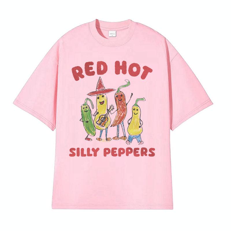 Red Hot Silly Peppers Funny Meme T Shirts Men Women Vintage High Quality Tops Tshirts Male Summer Casual Cozy Oversized Tshirt