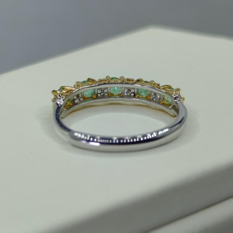 Sace Gems Кольца из стерлингового серебра 925 пробы 3 мм с натуральным изумрудом для женщин, для помолвки, для коктейльной вечеринки, ювелирные изделия