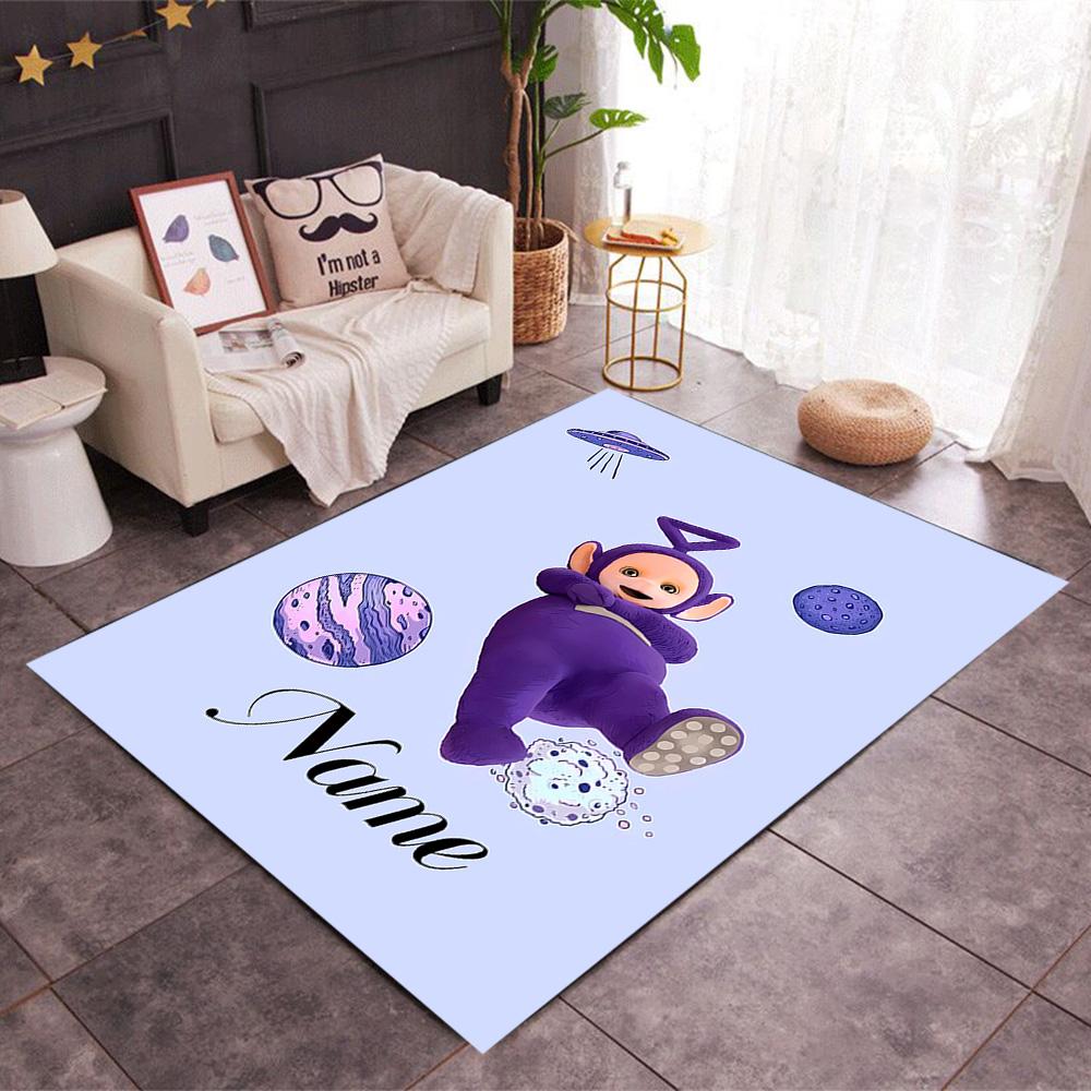 Purple Teletubby Space Customize Your Name Floor Rug Office Rug Design for Decorate room Dormitory Balcony Outdoor Anti-slip Rug Office home decor