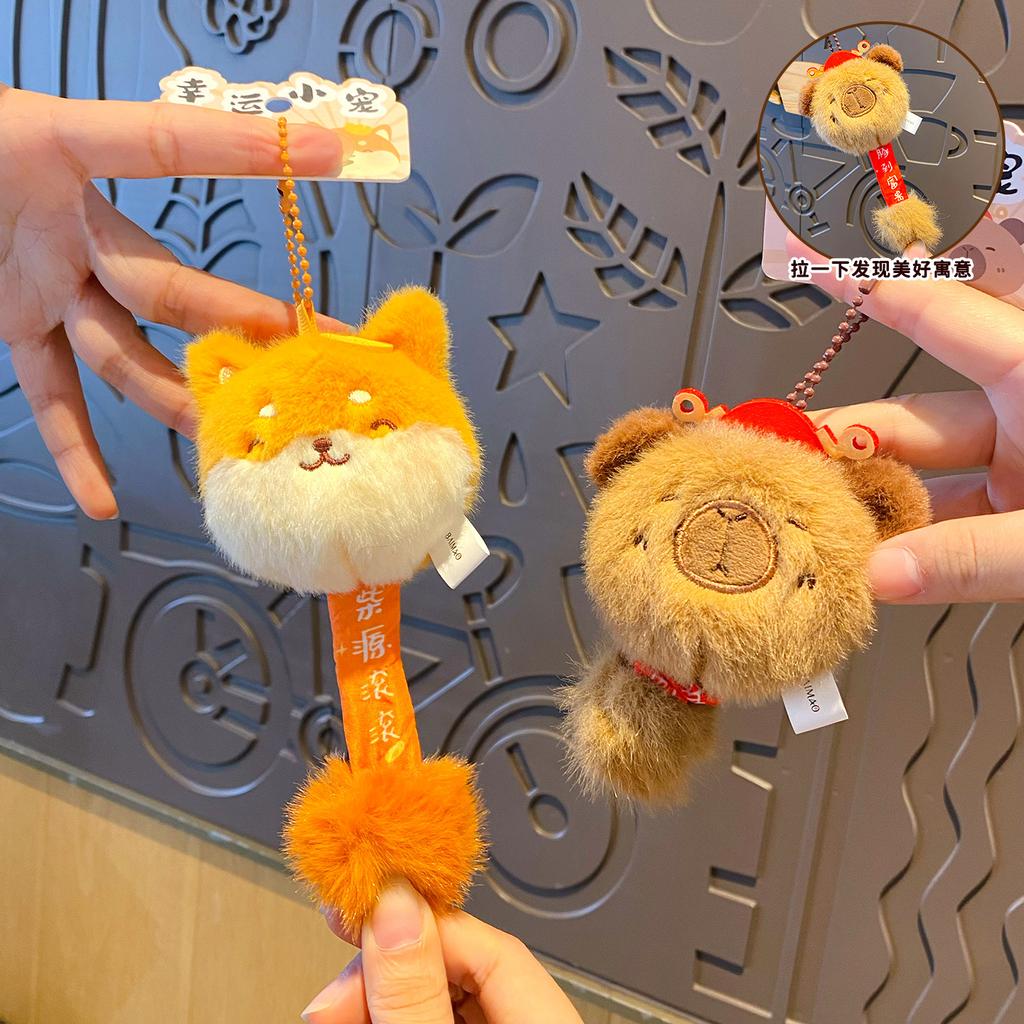 Оригинальный брелок-подвеска с кавайной капибарой и пандой, милый питомец, плюшевая игрушка-кукла, брелок для рюкзака
