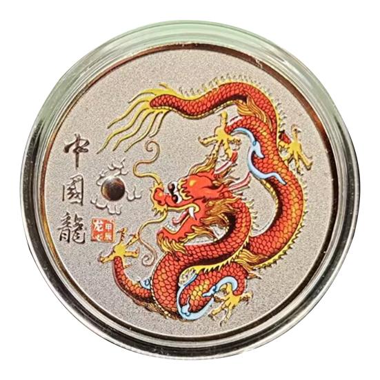 2 шт. памятная медаль китайского дракона 2024 год Дракона талисман зодиака круглый дракон металлическая коллекция монет фестиваль подарок на память