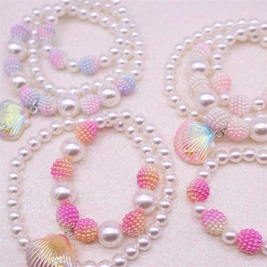 1 комплект, ожерелье из искусственного жемчуга, комплект браслетов, очаровательные бусины в виде ракушки, русалки, ювелирные изделия, красивые детские ожерелья в виде ракушек