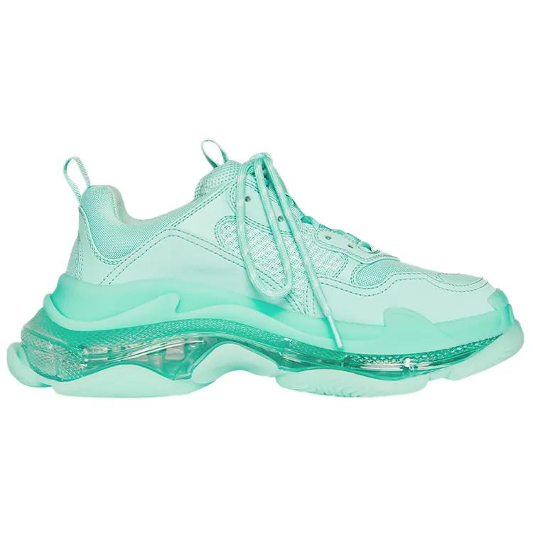 Balenciaga Triple S Clear Sole Low top Chunky Sneakers Women's Green (Unisex) Chunky Sneakers 544351W2GA14500