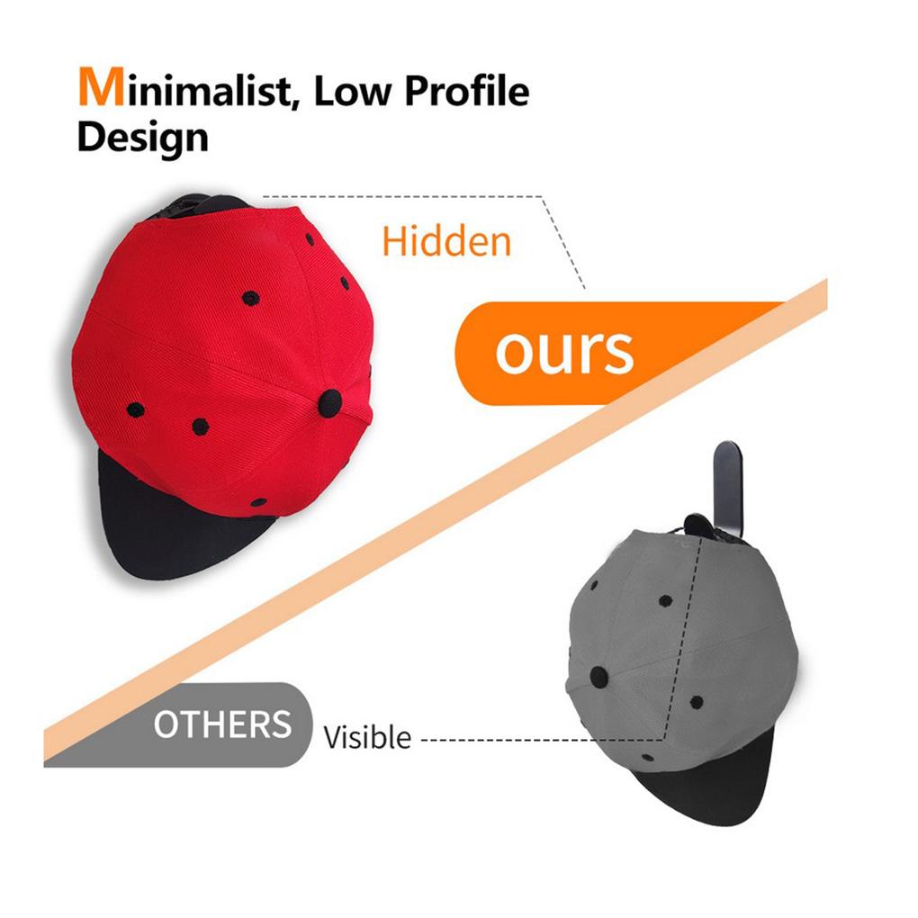 Упаковка из 10 держателей для бейсболок с предварительно просверленными отверстиями, самоклеящиеся, для шкафа, спальни, офиса, для хранения головных уборов, вешалка-крючок