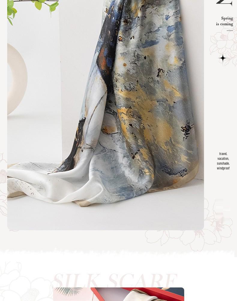 Mother's Day Silk Scarf Gift Set: 100% Mulberry Silk Square Shawl
