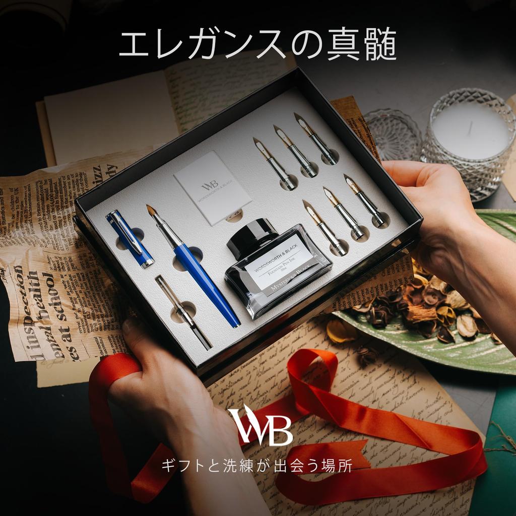 Чернила для каллиграфии Wordsworth Black, подарочные, 6 шт., сменные стержни для чернил, 6 шт., набор для письма Premium Smooth, флакон, картриджи, конвертер, перья,