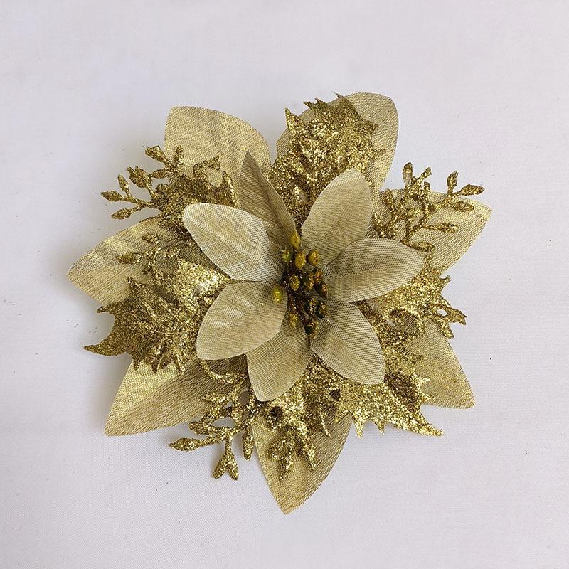 14 см рождественский золотой порошок елочное украшение блестящий имитация цветка рождественский венок кулон домашний новогодний декор для вечеринки
