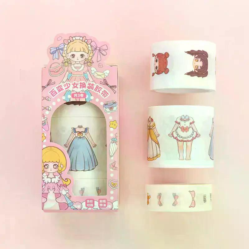 1Box Cartoon Dress Up Stickers Beautiful Girl Outfit Sticker Fun Diy Princess Makeup Scene Outfit Change Tape Small Gift