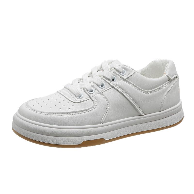 Модная белая обувь женская черно-белая цветовая гамма круглый носок повседневные кроссовки удобные подходящие ко всему из мягкой кожи спортивная обувь