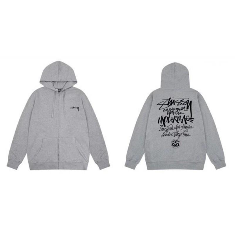 Mens Hooded Zip-Up Sweatshirt With Letter Print Loose Fit Cotton Pullover Winter Daily Wear