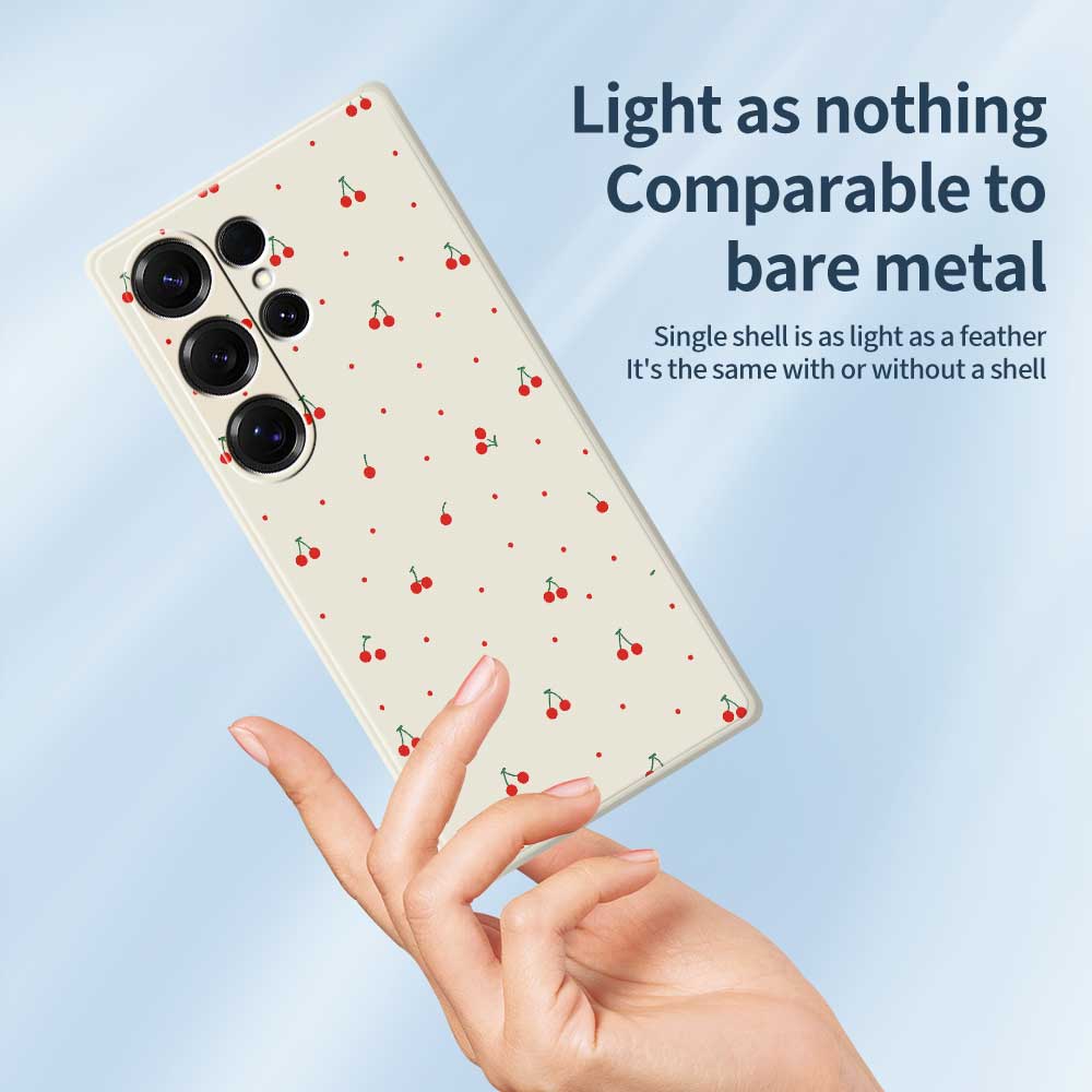 Чехол для Samsung Galaxy S25 Ultra Красный вишневый узор Печать Прямой край ТПУ Задняя крышка для телефона