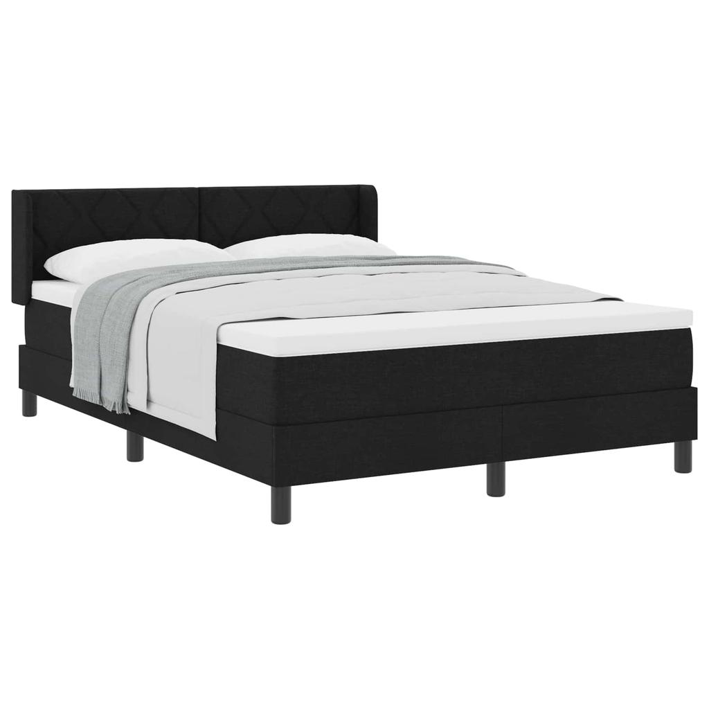 Boxspring bed with headboard Black 190 x 140 cm Fabric