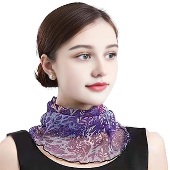 Yousheng Women Floral Chiffon Ring Scarf Neck Guard False Collar Elastic Bib Wraps Travel Scarf Versatile Accessory