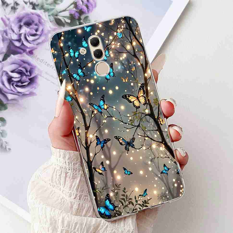 For Huawei Mate 20 Lite 6.3" Case SNE-AL00 Cute Cat Soft Silicone Cover For Huawei Mate 20Lite SNE-LX1 Colorful Butterfly Shell