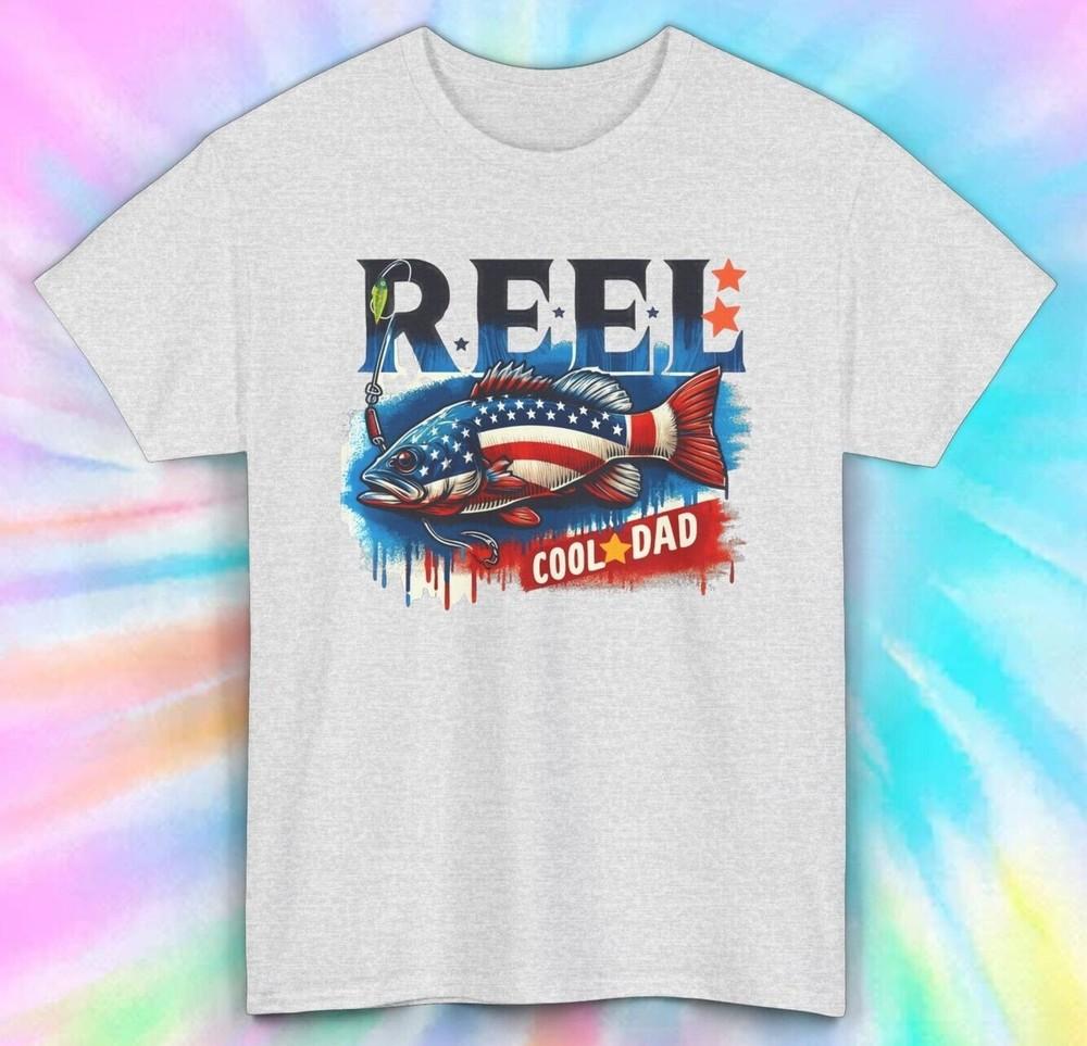 American Flag Fish Reel Cool Dad Fishing T-shirt