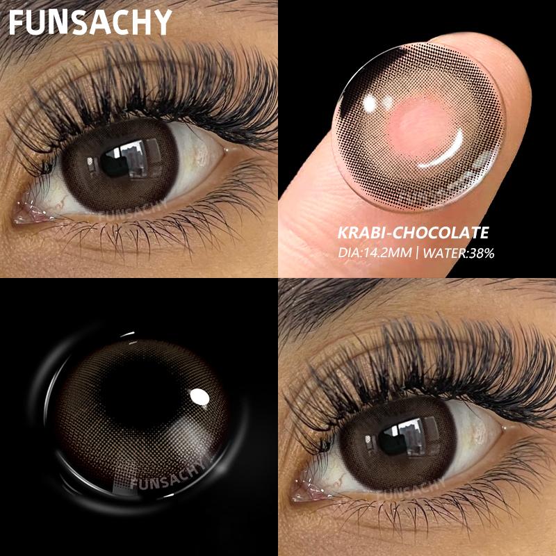 FUNSACHY 1pair Colorcon Colored Contact Lenses for Eyes Fashion Beauty Pupils Blue Lens Natural Cosmetic Makeup Lenses Yearly