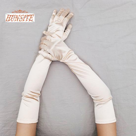 1 пара длинных перчаток, однотонные, супер мягкие, эластичные, устойчивые к выцветанию, женские перчатки для свадебной вечеринки, женские варежки, товары для вечеринок