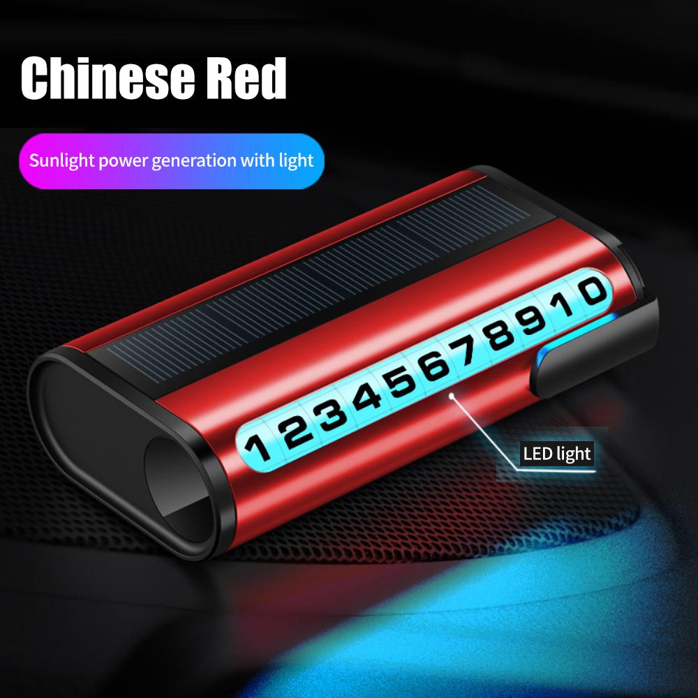 Светящийся временный номерной знак парковки автомобиля, солнечная зарядка, парковочная карта, номер телефона, временный знак остановки