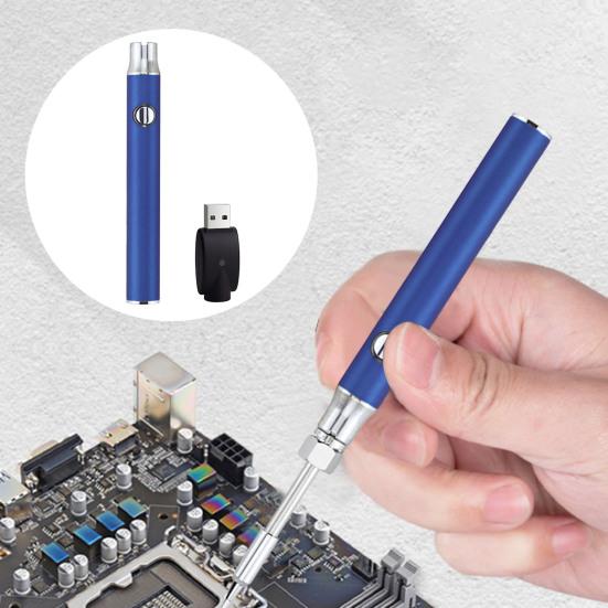 1 Set Thread Soldering Iron Kit 3 Levels Voltage Adjustable 650/1100mAh Battery Stainless Steel Cordless Welding Pen with USB Adapter