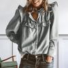 Women's Loose-fitting And Casual Long-sleeved Solid-color Denim Shirt