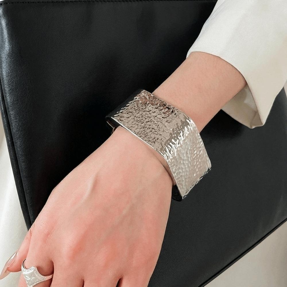 Zinc Zinc Zinc Alloy Metal Bracelet Geometry Wide Side Bangle Retro Open Bangle  Gift