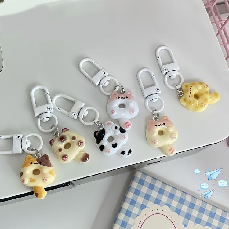 6 шт. Цепочки для телефона с кошками Модный аксессуар для сумки Стильный кулон-кошка для телефона Смоляная текстура Подходит для уникального домашнего декора