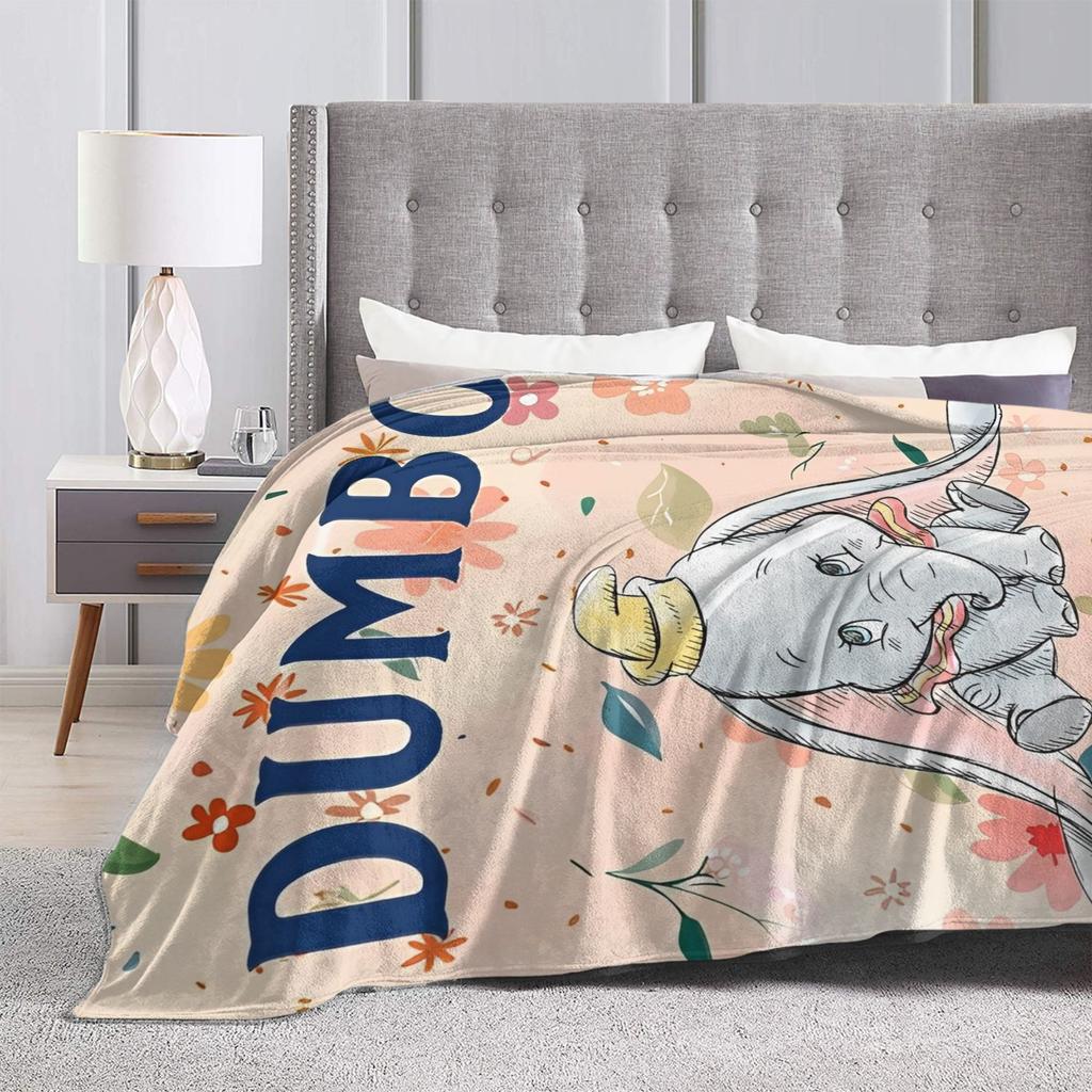 Dumbo Cartoon Blankets Velvet Spring Autumn The Flying Elephant Portable Warm Throw Blanket for Sofa Travel Plush Thin Quilt