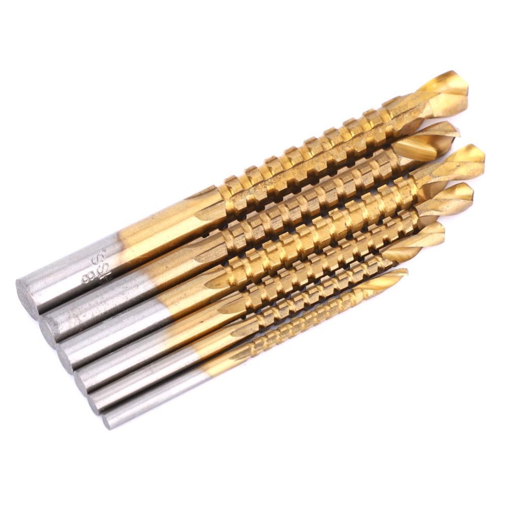 6pcs 3-8mm Drill Bit Set High Speed Steel Hole Enlarging Tools Side Cutting Drill Bit For Wood