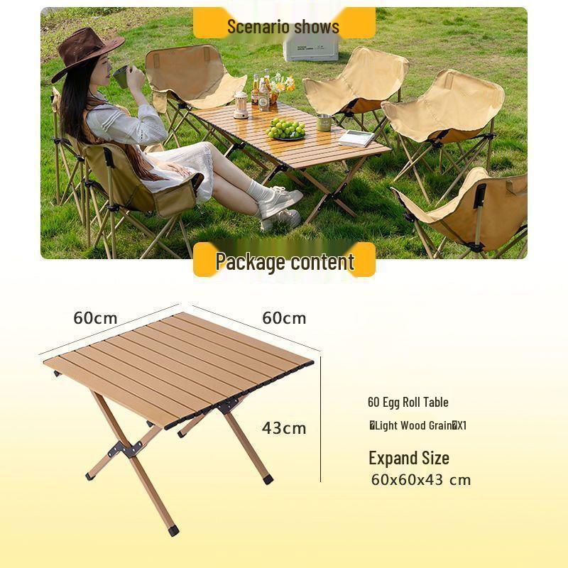 Portable Outdoor Folding Roll-Up Camping Table & Chair Set