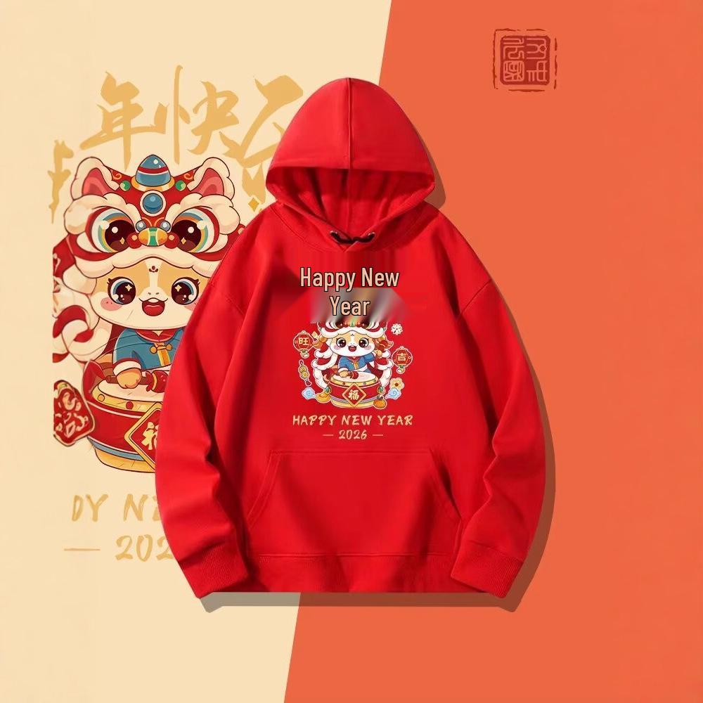 Новая модель толстовки со львом 2026: Мужская повседневная одежда Осень/Зима - Китайский Гонконгский Национальный Тренд - Унисекс