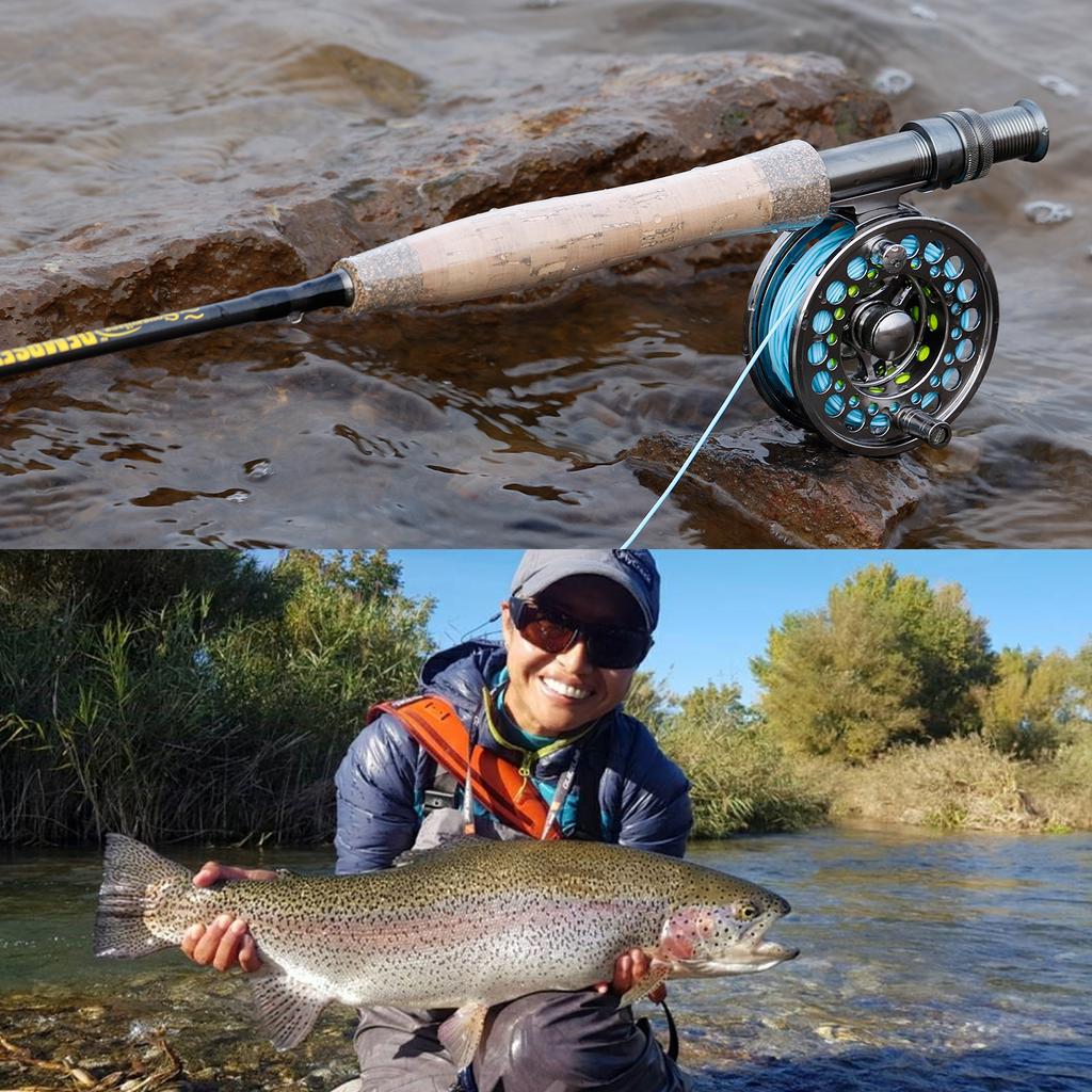 Комбинированная удочка и катушка нахлыстом Портативная удочка нахлыстом с катушкой из алюминиевого сплава для ловли форели