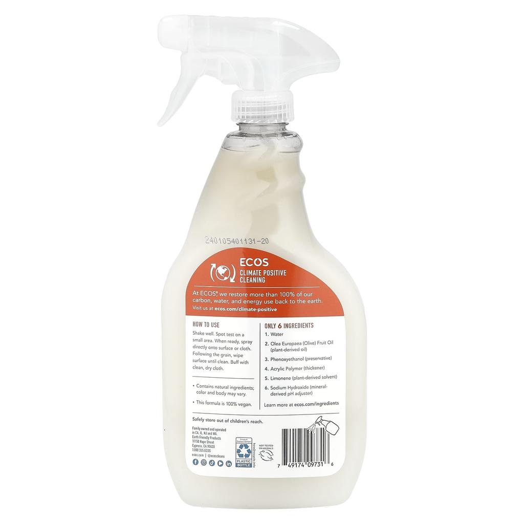 Furniture Cleaner + Polish, Olive Oil & Citrus, 650Ml(22Fl Oz)