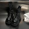 Модные женские кожаные ботильоны на платформе, массивные плиссированные туфли, женская тенденция 2025 года, модные зимние новые зимние ботинки челси, готические женские ботинки