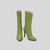 Зеленые и черные женские сапоги до середины икры на высоком каблуке, маленький и большой размер 32 50