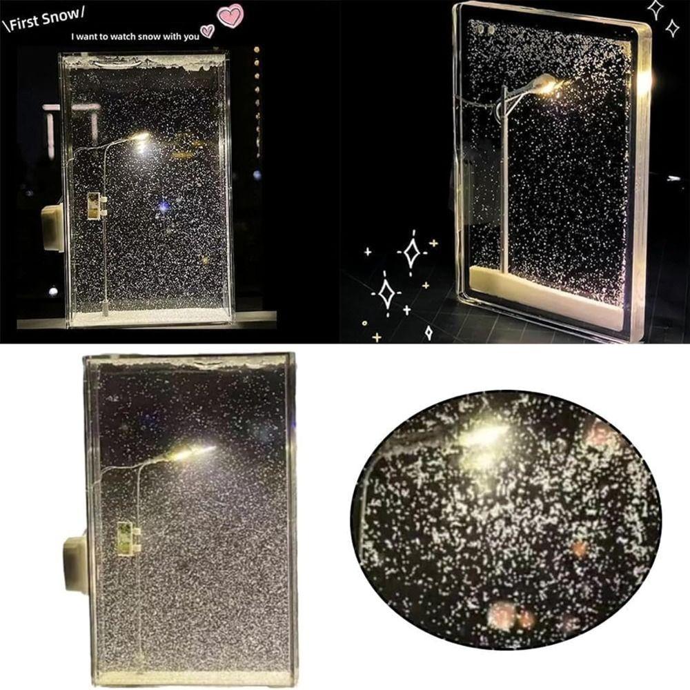 Ручная работа Ночник со снежной сценой Рождественский подарок Ночник со снежным пейзажем Настольный декор