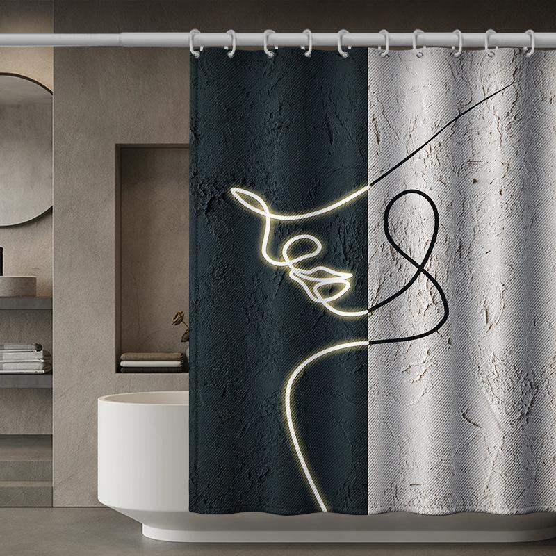 Роскошные современные занавески для душа с геометрическими полосками, шторы для ванной комнаты, набор аксессуаров, занавеска для ванны с крючками, водонепроницаемая
