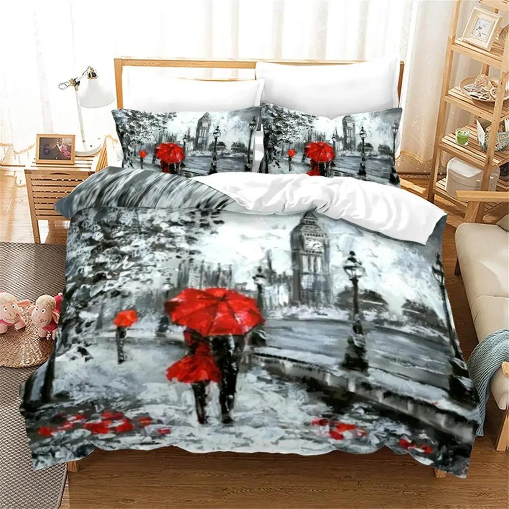 Eiffel Tower Bedding Duvet Cover Set 3d Digital Printing Bed Linen Fashion Design Comforter Cover Bedding Sets Bed Set