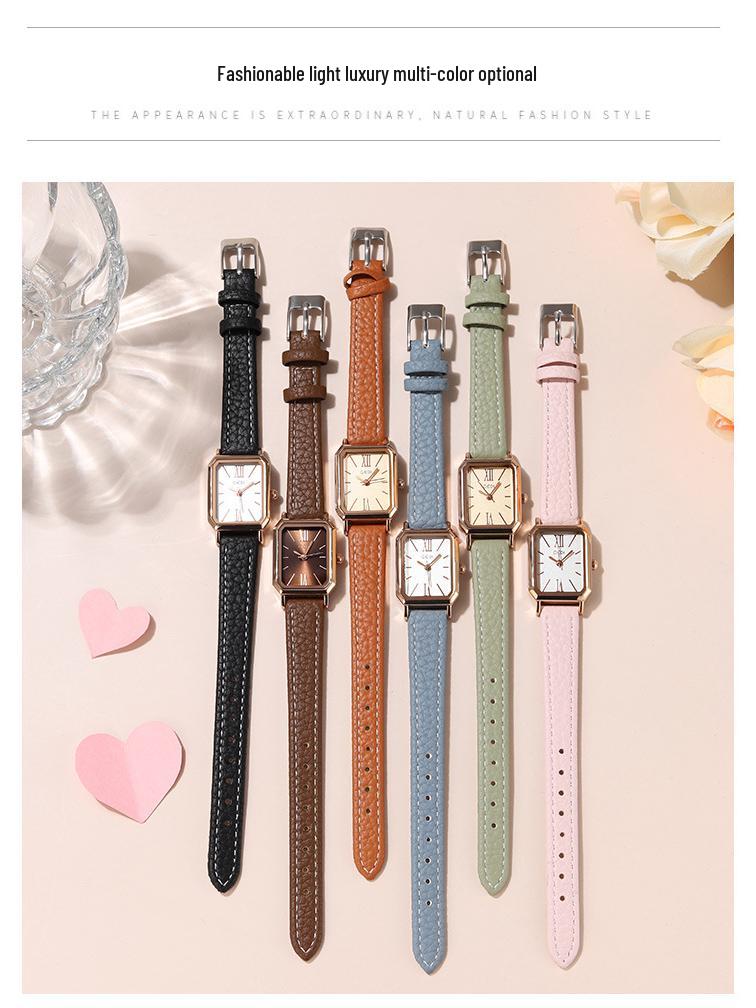 Минималистичные прямоугольные женские часы Gedi – Кварцевые в стиле ретро для студентов