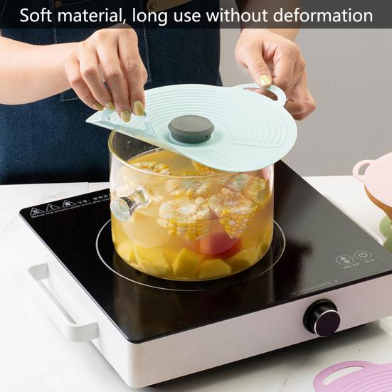Silicone Pot Lid Dustproof Oil-proof Strong Adsorption Fresh-keeping Anti-slip Texture Food Grade Sealing Cover Kitchen Supply