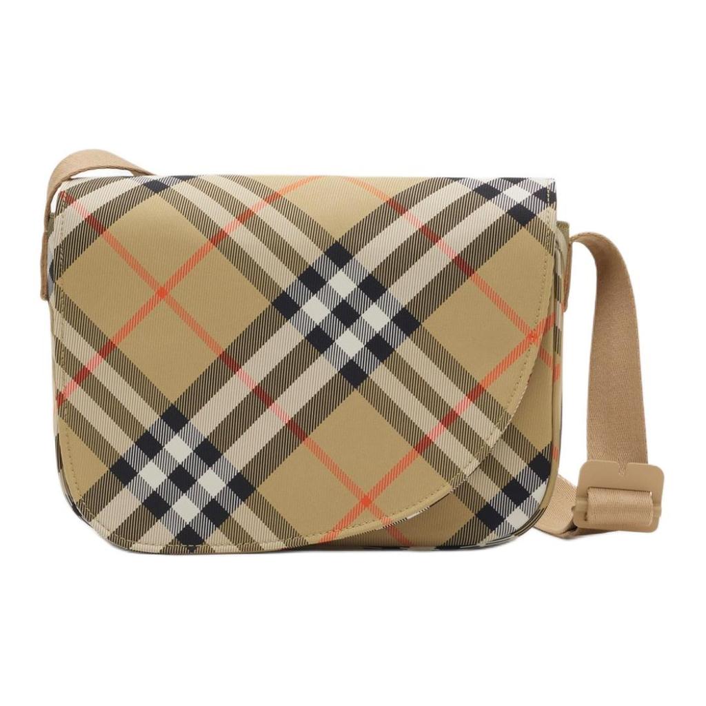 Burberry Check Adjustable Webbing Nylon Crossbody Shoulder Bag Kids bags Beige 80895061