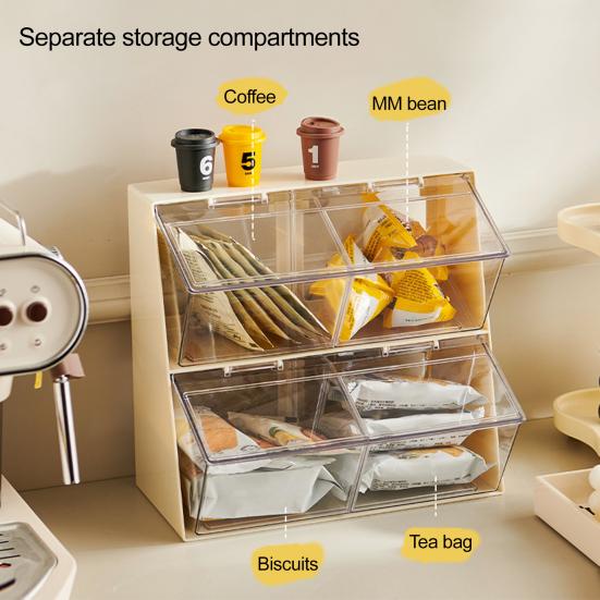 Tea Bag Organizer Transparent Storage Rack Large Capacity Multipurpose Countertop Stackable Tea Bag Holder Storage Container