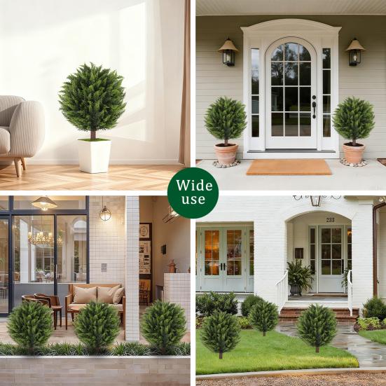 Искусственное топиарное дерево в форме шара из кедра с грунтовым колом 23" Устойчивые к УФ-излучению искусственные кусты самшита Поддельный вечнозеленый кипарис