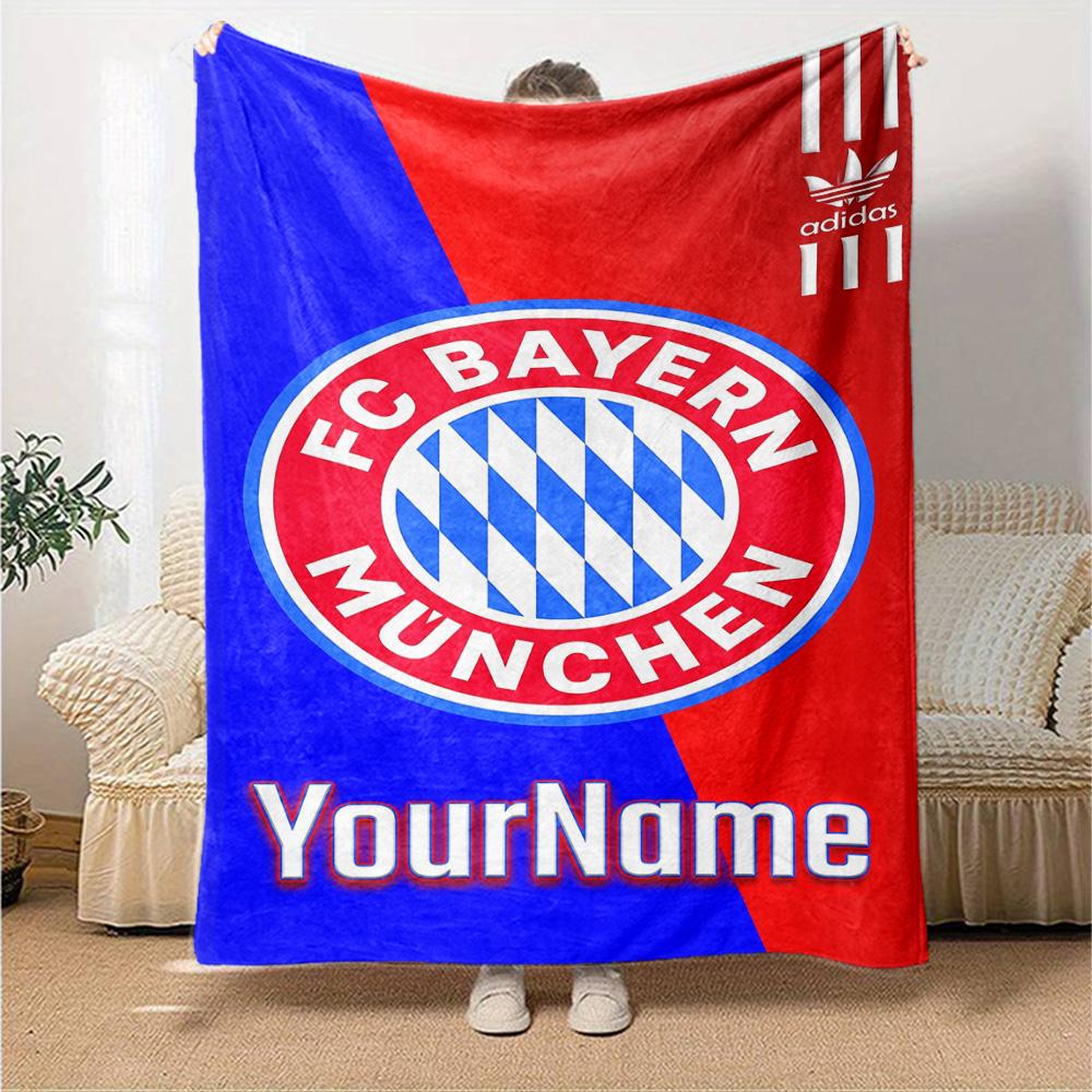 Bayern Munich Customize Text Blanket Throw Customizable Blanket Warmthful Decor Perfect for Bed Seaside Office Chair Couch Four Seasons Multipurpose