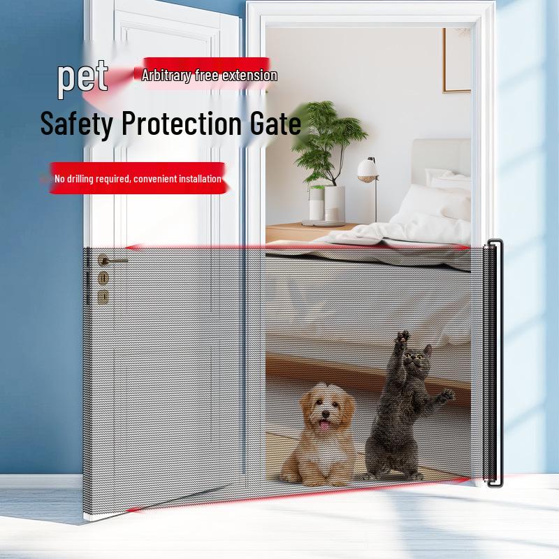 Punch-Free Retractable Pet Barrier: Dog & Cat Isolation Fence