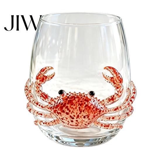 Nautical Home Decor Octopus Glass Tumbler, 350ml Stemless Wine Glass, Whale Dolphin Turtle Artistic Sea Creature Cup Drinking Cup, Handcrafted